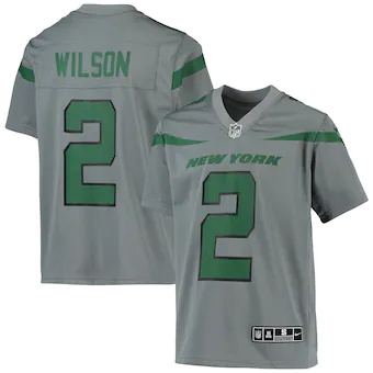 youth nike zach wilson gray new york jets inverted team gam